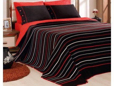 Комплект постельного белья с покрывалом Cahan Stripie черный